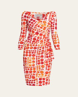 La Petite Robe Di Chiara Boni Floral V-Neck Long-Sleeve Side-Drape Dress