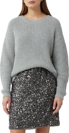 Comma Strickpullover COMMA, Damen, Gr. 40, grau, Strick, Obermaterial: 37% Baumwolle, 24% Polyacryl, 24% Polyamid, 15% metallisierte Fasern, Glitzermuster, 
