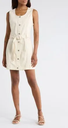 Habitual Sleeveless Belted Stretch Cotton Minidress in Stone at Nordstrom Rack, Size X-Small