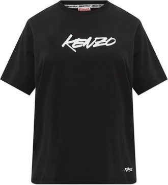 Kenzo T-shirt met bedrukt logo - Dames - T-shirts - Zwart - XS - Katoen - Tops