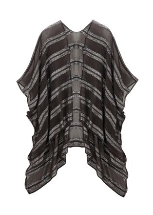 Lascana Pareo LASCANA Modetuch, Damen, silber (schwarz, silberfarben), Stoff, Viskosemischung, Glitzerstreifen, unifarben mit Farbeinsatz, Modet&uuml;cher Pareo, S