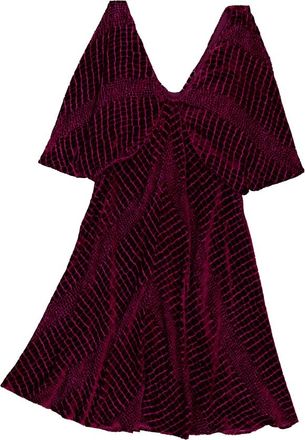 Roberto Cavalli Bordeaux V-Neck Mini Dress, Brand Size 38 ( US Size 4 )
