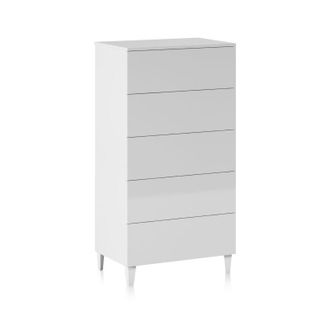 Calicosy C&oacute;moda Cajonera 5 Cajones Color Blanco Brillo Sinfonier Dormitorio Habitaci&oacute;n 117x61x40 Cm