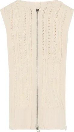 Veronica Beard Womens Sleeveless Cardigan Ecru Cotton Cardigans Sweater