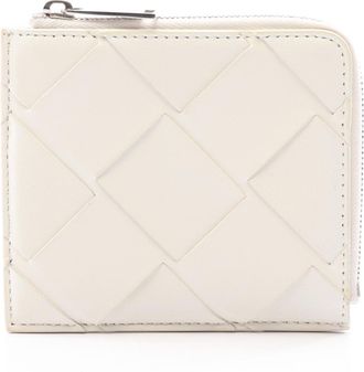 Bottega Veneta White Leather Coin Purse/Coin Case (Pre-Owned)