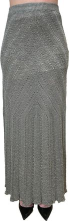 Twin-Set Chevron Knit Maxi Skirt with Fitted Waist