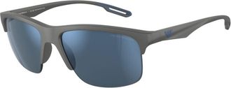 Emporio Armani 4188u Sole Semi-Rimless Grey Sunglasses with Subtle Cut-Out Details