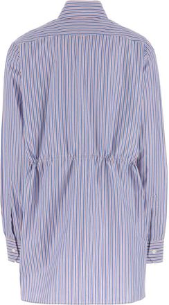Prada Womens Striped Poplin Shirt Blue Cotton