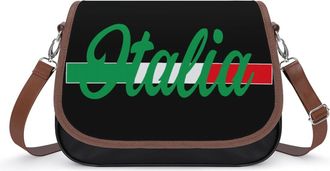 Generic Italy Flag Crossbody Bag Womens Handbag PU Message Bags Shoulder Purse with Adjustable Strap