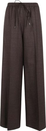 Max Mara Shetland Wol Wijde Broek - Dames - Wijde Broeken - Bruin - 3XS - Wol - Broeken