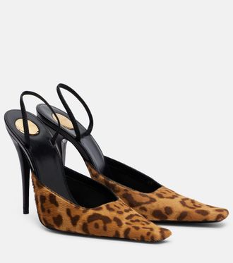 Saint Laurent Tuileries 110 leopard-print slingback pumps