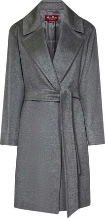 Max Mara Womens Pazzo Cashmere Belted Wrap Coat, Charcoal