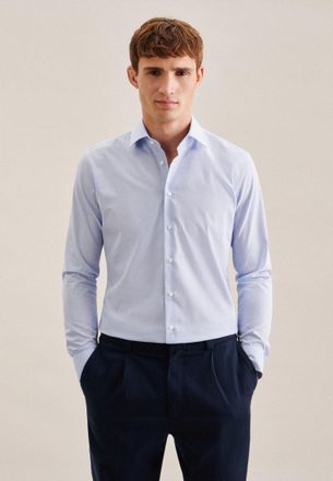 Seidensticker Businesshemd SEIDENSTICKER X-Slim, Herren, Gr. XS (36), normale &Auml;rmell&auml;ngen, blau (hellblau), 100% Baumwolle, kariert, skinny fit, 2-Knopf-Manschette,