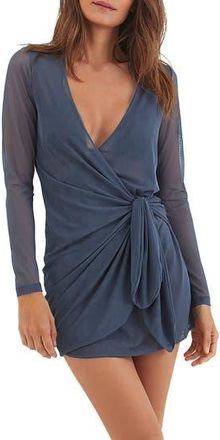 Vix Emily Long Sleeve Semisheer Mesh Cover-Up Dress in Blue at Nordstrom Rack, Size X-Large