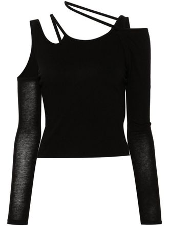 Yohji Yamamoto Top met open schouders - Zwart