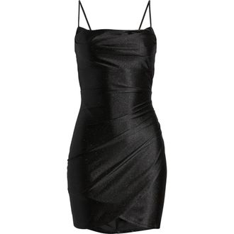 Emerald Sundae Glitter Satin Minidress in Black at Nordstrom, Size X-Small