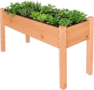Relaxdays Jardinera Elevada Relaxdays, Huerto De Hierbas, 76 X 127 X 46 Cm, Balc&oacute;n/terraza, Madera De Abeto, Naranja