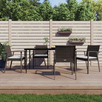 vidaXL Juego Comedor Jard&iacute;n 5 Piezas Y Cojines Rat&aacute;n Sint&eacute;tico Y Acero Vidaxl