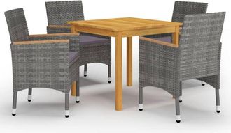 vidaXL Juego De Comedor De Jard&iacute;n De 5 Piezas Gris Vidaxl