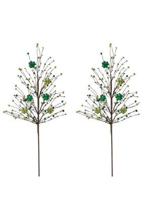 Glitzhome Set of 2 St. Patricks Berry & Shamrock Picks in Green at Nordstrom, Size Medium