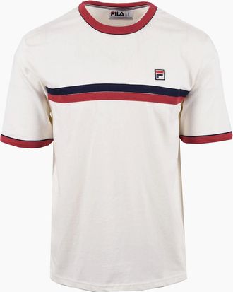 Fila Mens FILA ROSARIO T-SHIRT GARDENIA/GARNET/FILA NAVY - Gardenia Garnet Fila Navy - Size: 40