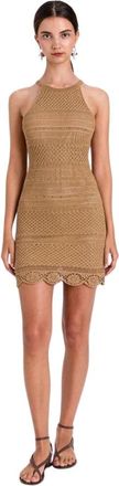 Twinset Punto Cork Dress - Dames - Korte kleedjes - Bruin - M - Katoen - Kleedjes