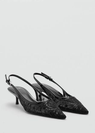 Mango Scarpe kitten ricamo paillettes nero - Donna - 35 - MANGO