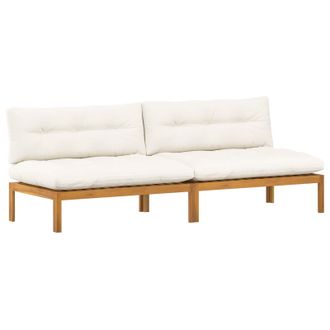 vidaXL Unidad Sof&aacute; Medio 2 Pieza Natural Y Crema Madera De Acacia Vidaxl