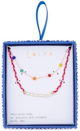 Leith Freshwater Pearl Beaded Layered Necklace in Rainbow Multi- Gold at Nordstrom Rack
