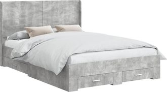 vidaXL Estructura De Cama Con Almacenamiento Y Cabecero Gris Hormig&oacute;n Vidaxl