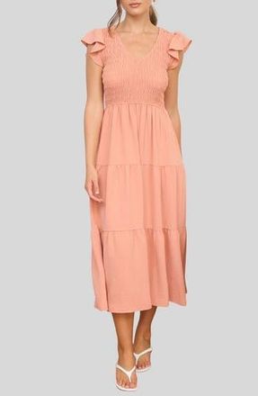Blu Pepper Smocked Maxi Dress in Peach at Nordstrom Rack, Size Medium