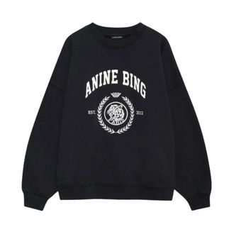 Anine Bing A-08-12679-Vtg 3 Sweatshirt - Dames - Sweatshirts - Zwart - M - Katoen - Hoodies & sweatvesten