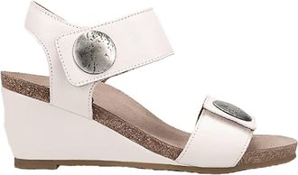 Taos Womens Carousel 3 Leather Wedge Sandal In White Leather