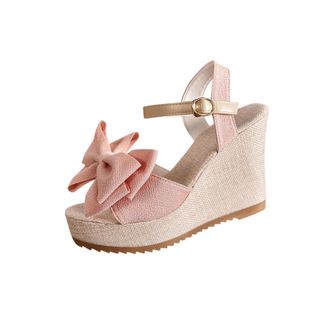 Generic Womens Wedge Sandals Bow Slingback Shoes Open Toe Solid Color Stylish Elegant Thick Sole Breathable Casual Strappy Sandals Leisure Party