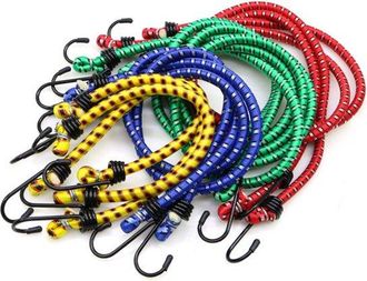 OEM Cuerda El&aacute;stica, 12 Piezas, 60 Cm, 40 Cm, 100 Cm, 80 Cm, Ideales Para Asegurar La Carga Al Mover Muebles, Azul, Amarillo, Verde, Rojo