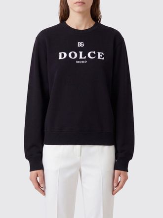 Dolce & Gabbana Felpa girocollo in cotone con logo a contrasto