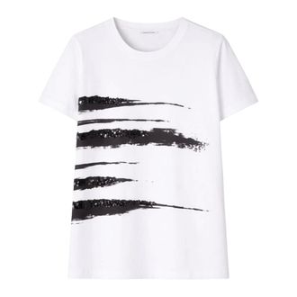 Max Mara T-Shirts, female, White, Size: XS Printed Crewneck T-Shirt