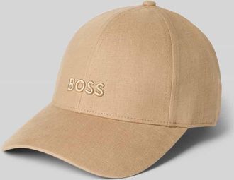 HUGO BOSS Basecap aus reinem Leinen mit Label-Stitching in Beige, Gr&ouml;&szlig;e 1