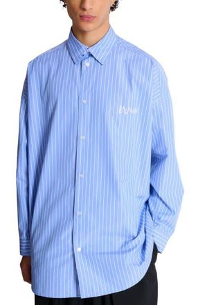 Balmain Relaxed shirt with stripes in Blue at Nordstrom, Size 39 Eu