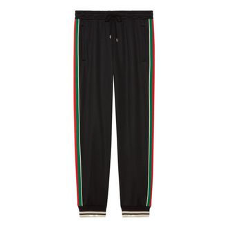 Gucci Tapered Webbing-Trimmed Stretch-Jersey Sweatpants Black 698426-XJEES-1152