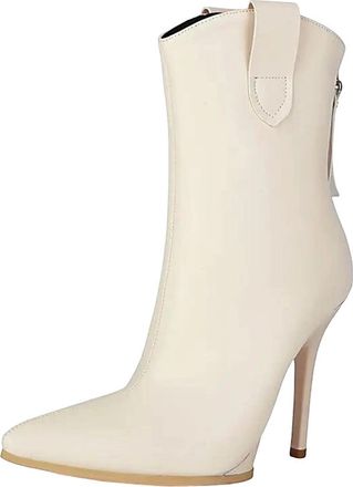 Generic Womens Sexy Ankle Boots Pointed Toe Super High Stiletto Heel With Back Zipper For Banquet And Party Events