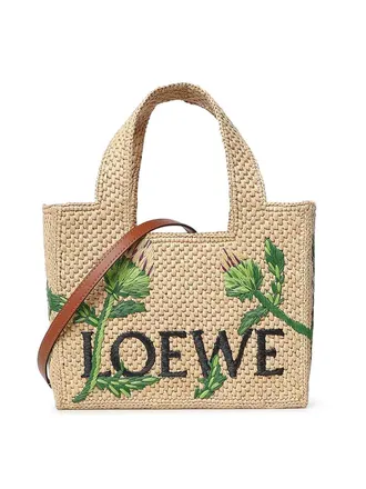 Loewe Font Small Raffia Tote Bag