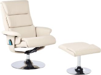 Beliani Massage Chair LEGEND with Footstool Faux Leather Light Beige