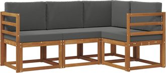 vidaXL Conjunto De Sof&aacute;s De Exterior 4 Uds. Natural Y Antracita Vidaxl