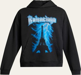 Balenciaga Mens Paris Thunderstorm Medium-Fit Hoodie