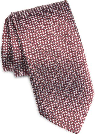 BOSS Geometric Silk Blend Jacquard Tie in Bright Red at Nordstrom