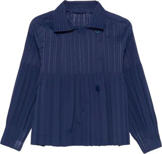 Pleats Please Issey Miyake Plissé jack met kraag - Blauw