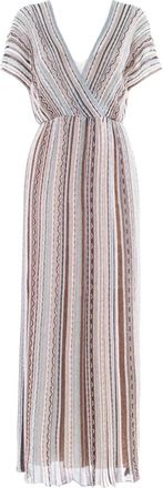 Nenette Maxi V-hals Gebreide Jurk - Dames - Maxi kleedjes - Groen - S - Kleedjes