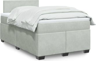 vidaXL Vidaxl - Cama Box Spring Con Colch&oacute;n Terciopelo Gris Claro 120x200 Cm