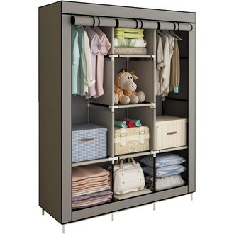 Trade Shop Trade Shop - Armadio Organizzatore Abbigliamento Armadio Tela Con 2 Binari Sospesi 6 Ripiani